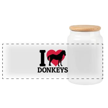 I love donkeys - Boîte à biscuits avec couvercle en bois - blanc - Devant
