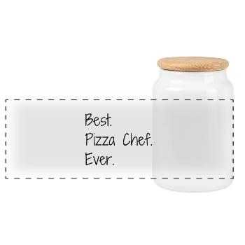 pizza / pizzaiolo / chef / italie / pizzaiola - Boîte à biscuits avec couvercle en bois - blanc - Devant