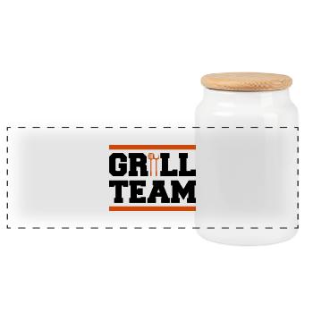 grill team design - Panorama Keksdose mit Holzdeckel - Weiß - Vorne