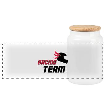 racing_team_02 - Panorama Keksdose mit Holzdeckel - Weiß - Vorne