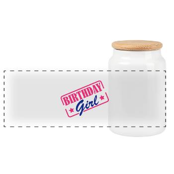 birthday_girl_1 - Panoramic Cookie Jar with Wooden Lid - white - Front