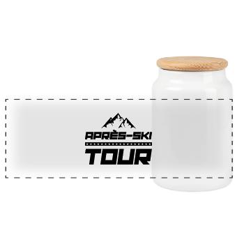 apres ski tour - Panorama Keksdose mit Holzdeckel - Weiß - Vorne