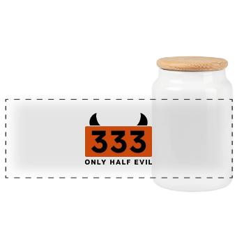 333 - ONLY HALF EVIL - Panorama Keksdose mit Holzdeckel - Weiß - Vorne