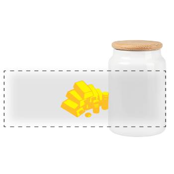 Money, Gold - Panoramic Cookie Jar with Wooden Lid - white - Front