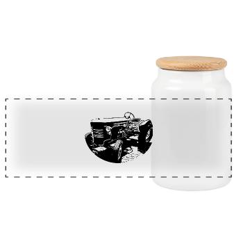 Tracteur - Boîte à biscuits avec couvercle en bois - blanc - Devant