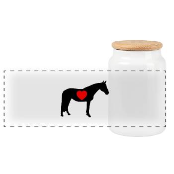 Cheval - Boîte à biscuits avec couvercle en bois - blanc - Devant