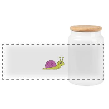 Lustiger Fitness-Spruch Schnecke - Panorama Keksdose mit Holzdeckel - Weiß - Vorne