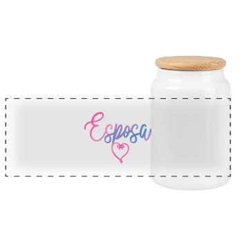 Esposa Cute Wife To Be Bride Couple Wedding Gift - Panoramic Cookie Jar with Wooden Lid - white - Front