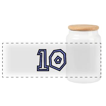 10. 10 YEARS. 10th ANNIVERSARY. 10 YEAR ANNIVERSARY. - Panoramic Cookie Jar with Wooden Lid - white - Front