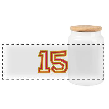 15. 15 YEARS. 15th ANNIVERSARY. 15 YEAR ANNIVERSARY. - Panoramic Cookie Jar with Wooden Lid - white - Front