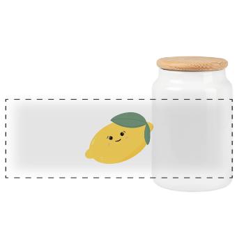 Sweet Lemon Kawaii - Panoramic Cookie Jar with Wooden Lid - white - Front