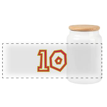 10. 10 YEARS. 10th ANNIVERSARY. 10 YEAR ANNIVERSARY. - Panoramic Cookie Jar with Wooden Lid - white - Front