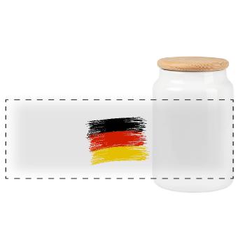 GERMAN FLAG - Panoramic Cookie Jar with Wooden Lid - white - Front
