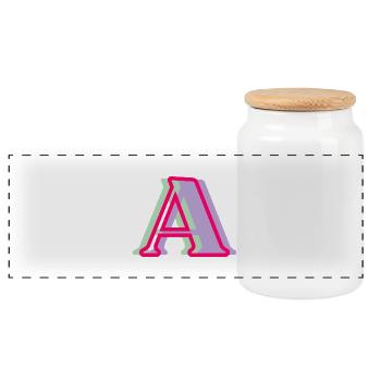 Letter A multicoloured - original gift idea - Panoramic Cookie Jar with Wooden Lid - white - Front