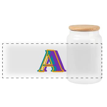 Letter A multicoloured - original gift idea - Panoramic Cookie Jar with Wooden Lid - white - Front