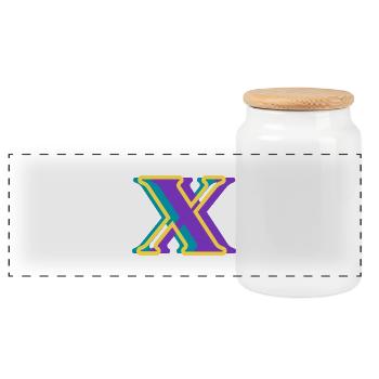 Multicolored letter x - Panoramic Cookie Jar with Wooden Lid - white - Front
