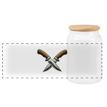 couteau 2 - Boîte à biscuits avec couvercle en bois - blanc - Devant