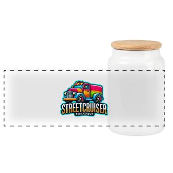 Streetcruiser Truckerboy - Panorama Keksdose mit Holzdeckel - Weiß - Vorne