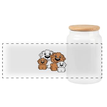 Hunde Familie Kinder Eltern Mutter Vater Papa Mama - Panorama Keksdose mit Holzdeckel - Weiß - Vorne