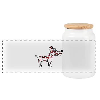 Dog Zombie Undead Halloween Horror Corpse Creepy - Panoramic Cookie Jar with Wooden Lid - white - Front