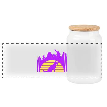 Dog Beach Holiday Sun Sea Palm Trees Holiday Beautiful - Panoramic Cookie Jar with Wooden Lid - white - Front