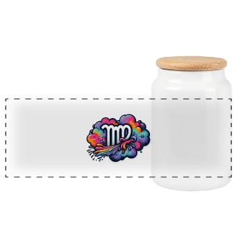 Color Zodiac: Virgo - Panoramic Cookie Jar with Wooden Lid - white - Front