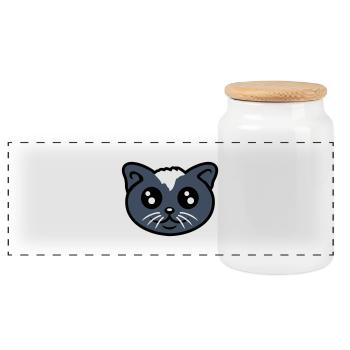 Cat Pet Cute Cute Kitten Friendly - Panoramic Cookie Jar with Wooden Lid - white - Front