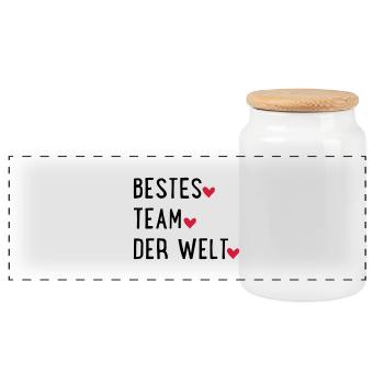 Bestes Team der Welt - Panorama Keksdose mit Holzdeckel - Weiß - Vorne