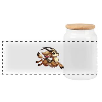 Fille antilope courant - Boîte à biscuits avec couvercle en bois - blanc - Devant