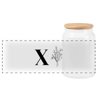 Lette X Minimalistische Blumen - Panorama Keksdose mit Holzdeckel - Weiß - Vorne
