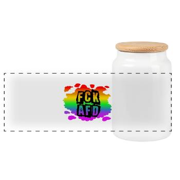 AfD stoppen gegen rechts Demokratie Vielfalt links - Panorama Keksdose mit Holzdeckel - Weiß - Vorne