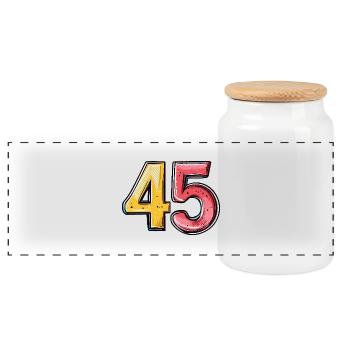 45 Symbole numérique - Boîte à biscuits avec couvercle en bois - blanc - Devant