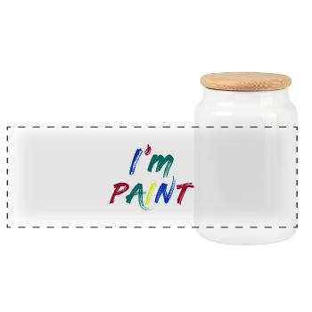 I'M PAINT - I Love to Finger Paint – Fingerfarben - Panorama Keksdose mit Holzdeckel - Weiß - Vorne