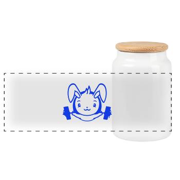 Bunny Bodybuilder Gym Muscles Fort Fitness Poids - Boîte à biscuits avec couvercle en bois - blanc - Devant