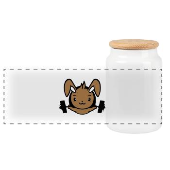Bunny Bodybuilder Gym Muscles Fort Fitness Poids - Boîte à biscuits avec couvercle en bois - blanc - Devant