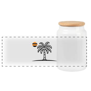 Insel Palme Sommer - Panorama Keksdose mit Holzdeckel - Weiß - Vorne