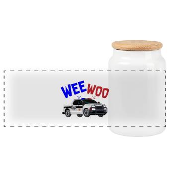 police car wee woo Design for a correctional - Panoramic Cookie Jar with Wooden Lid - white - Front