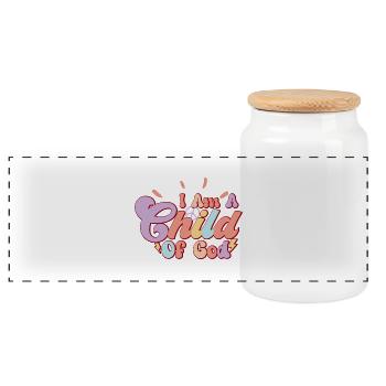 I am a child of God - Panoramic Cookie Jar with Wooden Lid - white - Front
