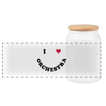 Orchestra - Panoramic Cookie Jar with Wooden Lid - white - Front