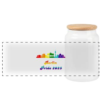 Pride 2025 Berlin - Panorama Keksdose mit Holzdeckel - Weiß - Vorne