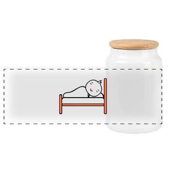 Vogel schläft Bett müde Nacht erholen Decke Faul - Panorama Keksdose mit Holzdeckel - Weiß - Vorne