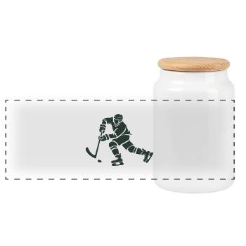 Hockey Players - Panoramic Cookie Jar with Wooden Lid - white - Front