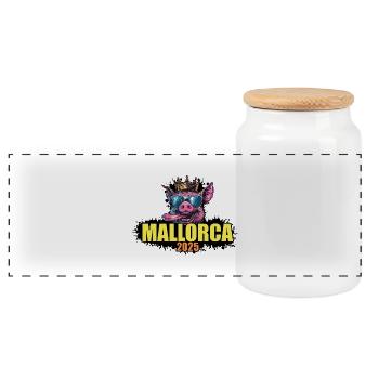 Cochon de Majorque 2025 - Boîte à biscuits avec couvercle en bois - blanc - Devant