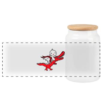 Canard Dragon rugit Assis Chevauchant Créature mythique Monstre - Boîte à biscuits avec couvercle en bois - blanc - Devant