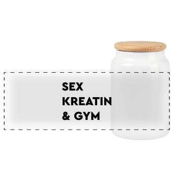 Sex, Drugs & Rock'n'Rol, Gym, Sport Sport Addict, - Panorama Keksdose mit Holzdeckel - Weiß - Vorne