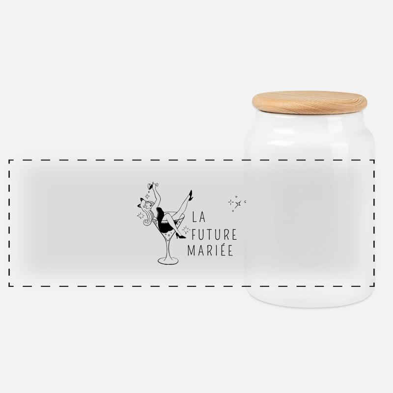 La future mariée - EVJF - Visuel Fun - Boîte à biscuits avec couvercle en bois - blanc