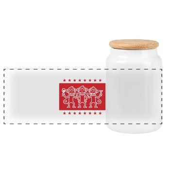 Monkey Party Team Funny - Panoramic Cookie Jar with Wooden Lid - white - Front