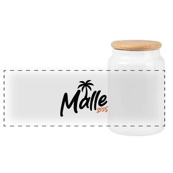 Malle 2025 palm tree - Panoramic Cookie Jar with Wooden Lid - white - Front