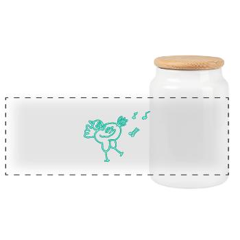 Neon Chicken - Panoramic Cookie Jar with Wooden Lid - white - Front