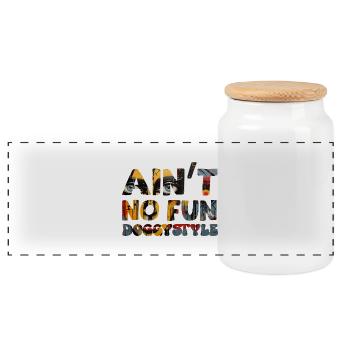 Ain´t no Fun - Panoramic Cookie Jar with Wooden Lid - white - Front